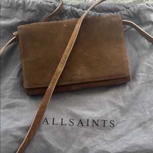 AllSaints Brown Suede Crossbody Bag